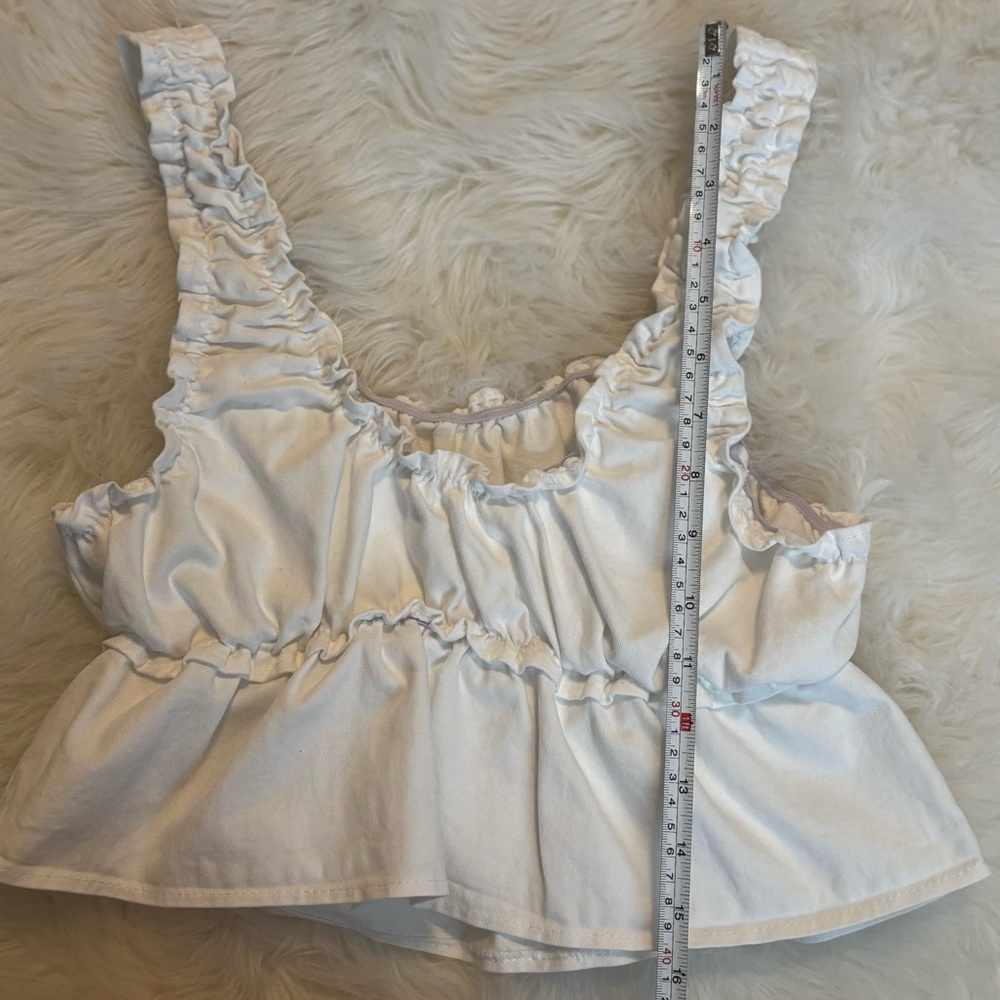 White Ruffled Women's Top - Picture 4 of 4